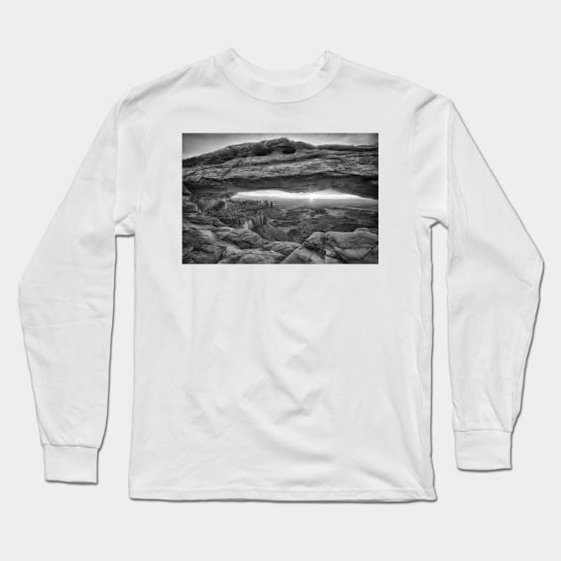 Mesa Arch Sunrise in Black and White Long Sleeve T-Shirt by StacyWhite